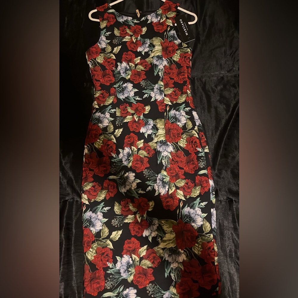 Marciano flowered red and black dress